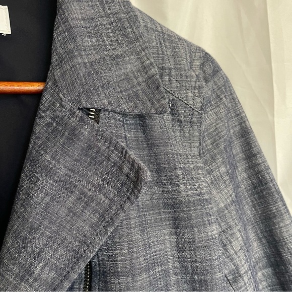 LIZ CLAIBORNE Women’s Blue Lined Moto Zip Up Cropped Jacket Size Medium - Picture 9 of 16